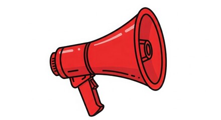 A Powerful Red Megaphone Used for Amplifying Sound and Spreading Messages Loudly