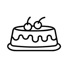Simple Line Art Illustration of a Pudding Dessert Topped with Cherries