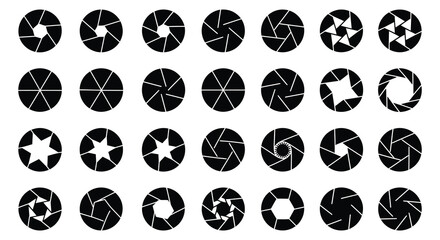 various camera aperture designs displayed in grid formation