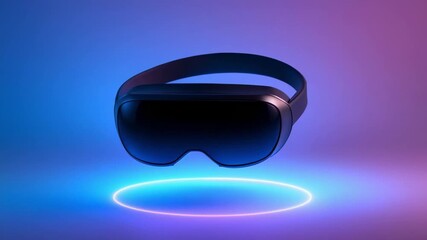 Virtual reality headset showcase studio product photography neon lighting close-up technology innovation - Powered by Adobe