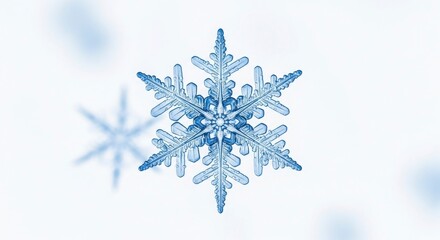 Intricate Patterns of a Delicate Frozen Water Crystal Capturing Winter's Beauty