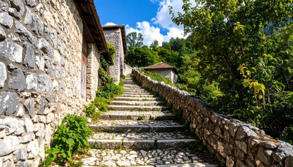 Stone pathway up a hill