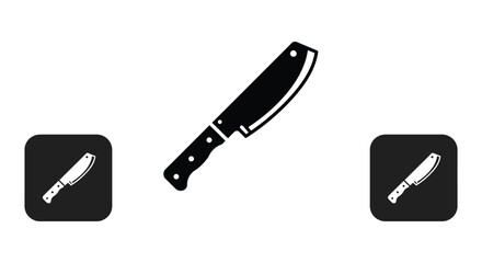 a sharp knife displayed with two smaller images beside it