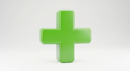 Bright Green Plus Sign Symbol Representing Healthcare Medicine and Wellness Concepts