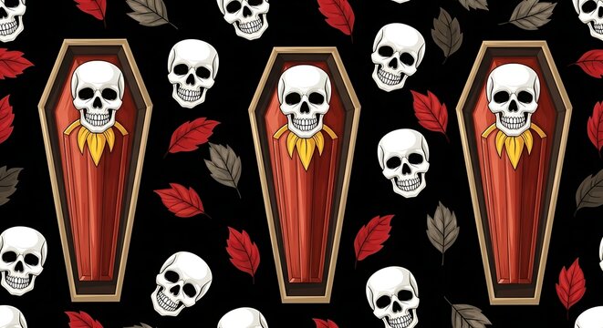Spooky Halloween Coffin Pattern.