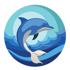 Obraz premium Dolphin Jumping from Ocean Vector Illustration