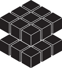 Isometric Cube Array on Transparent Background for Data Visualization and Structure