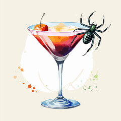 Spooky Halloween Cocktail with Spiders
