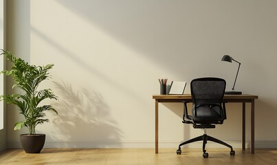 Bright and Minimalist Home Office Setup with Natural Light and Modern Furniture