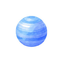 Obraz premium Blue watercolor sphere with subtle striped design on black background