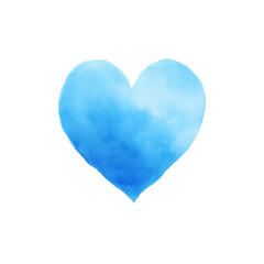 Blue watercolor heart on black background: symbol of love and tranquility