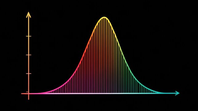 Colorful Bell Curve Graph Showing a Normal Distribution With Gradient Effect on Black Background