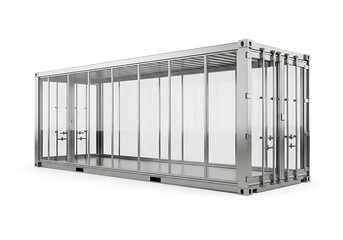 Empty metal shipping container frame detailed view isolated on