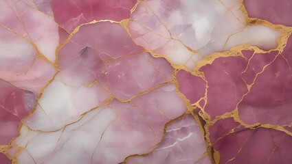 Luxury Pink and White Marble Texture with Gold Veins – Elegant Stone Background