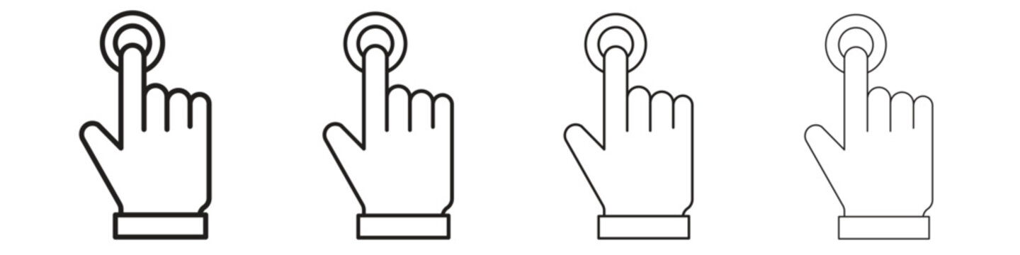 finger tap icon outline vector for web ui. Editable stroke.