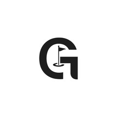 Fototapeta premium Letter g with golf flag , Golf emblem icon logo flat vector design
