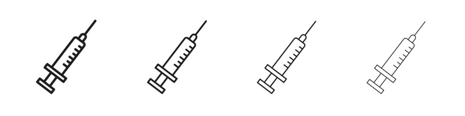 Syringe injection icon outline vector for web ui. Editable stroke.