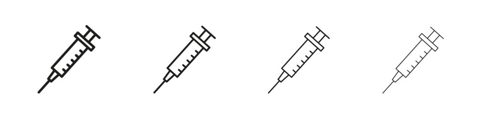 Syringe icon outline vector for web ui. Editable stroke.