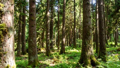Sunlight filtering through a dense forest