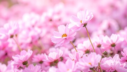 Obraz premium Pastel pink cosmos field