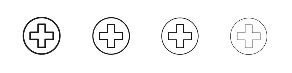 Plus icon outline vector for web ui. Editable stroke.