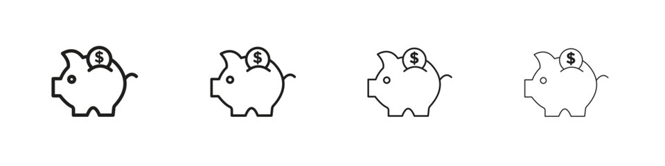 Piggy bank icon outline vector for web ui. Editable stroke.