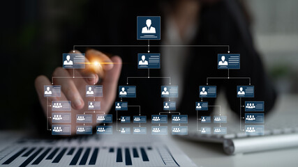 Fototapeta premium Corporate org chart and team structure show hierarchy, team, and structure for clear organization, management, and operational planning Latch