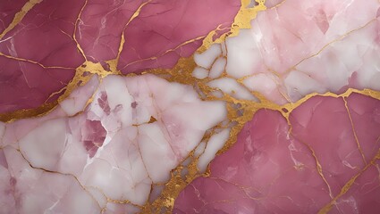 Luxury Pink and White Marble Texture with Gold Veins – Elegant Stone Background