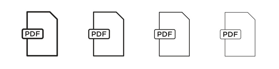 PDF file icon outline vector for web ui. Editable stroke.