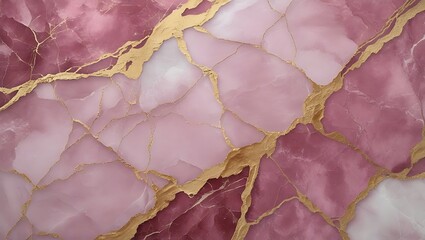 Luxury Pink and White Marble Texture with Gold Veins – Elegant Stone Background