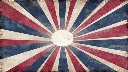 Vintage Retro British Flag Sunburst Design with Weathered Texture for Patriotic and Cultural Themes