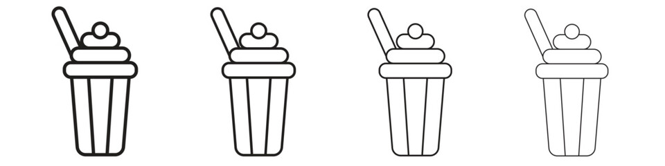 Milkshake icon outline vector for web ui. Editable stroke.