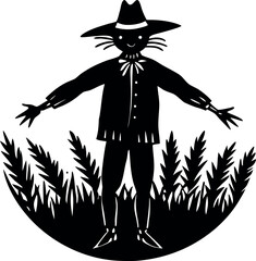 scarecrow standing in field silhouette
