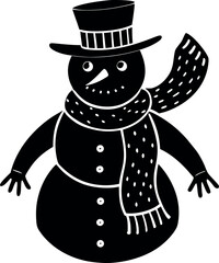 snowman wearing scarf silhouette