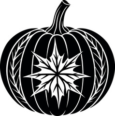 pumpkin with autumn leaf silhouette design