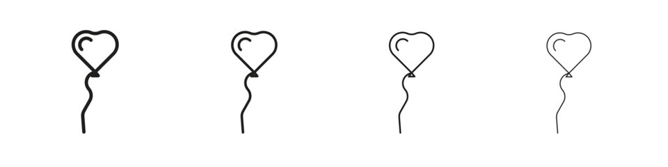 Heart balloon icon outline vector for web ui. Editable stroke.