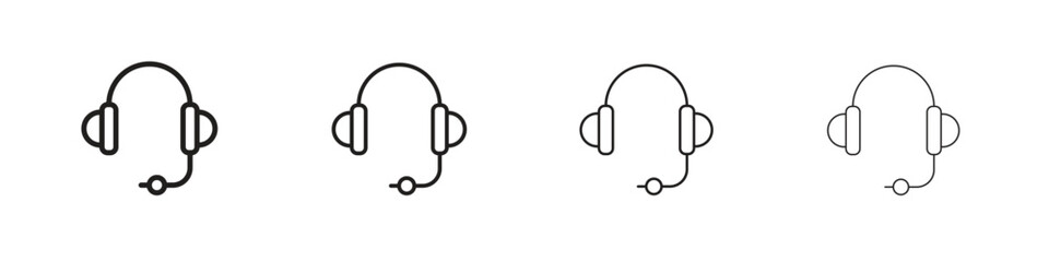 Headphones icon outline vector for web ui. Editable stroke.