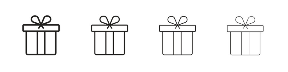 Gift box icon outline vector for web ui. Editable stroke.