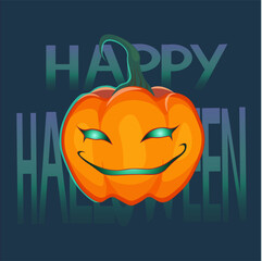halloween pumpkin vector illustration postcard green