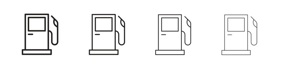 Gas station icon outline vector for web ui. Editable stroke.
