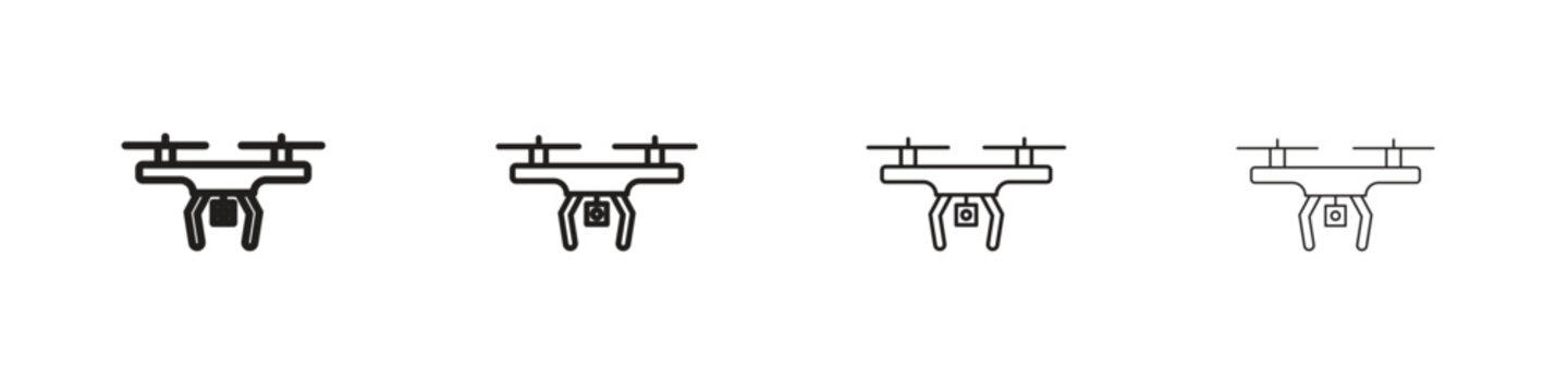 Drone icon outline vector for web ui. Editable stroke.