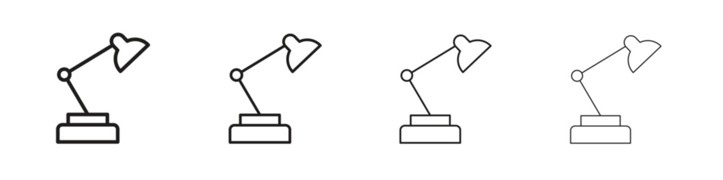 Desk lamp icon outline vector for web ui. Editable stroke.