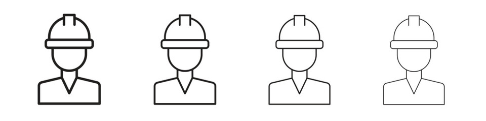 Construction worker icon outline vector for web ui. Editable stroke.