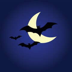 Haunted Forest Silhouette Vector Halloween Nature Scene Illustration.