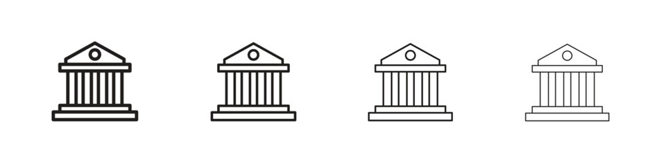Bank icon outline vector for web ui. Editable stroke.