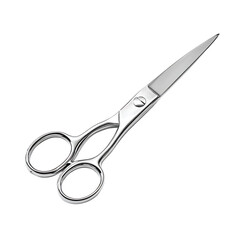 A pair of gleaming chrome scissors isolated against a stark transparent background Perfect for crafts hair styling or office use