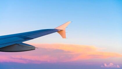 Fototapeta premium Airplane wing at sunset
