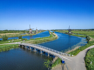 Unesco Werelderfgoed Kinderdijk Molens, Ancient Windmills in Kinderdijk in Netherlands, near Rotterdam