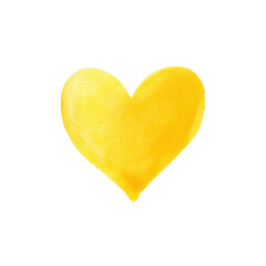 Bright yellow heart on black background - symbol of love and happiness