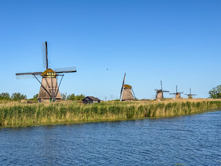 Unesco Werelderfgoed Kinderdijk Molens, Ancient Windmills in Kinderdijk in Netherlands, near Rotterdam
